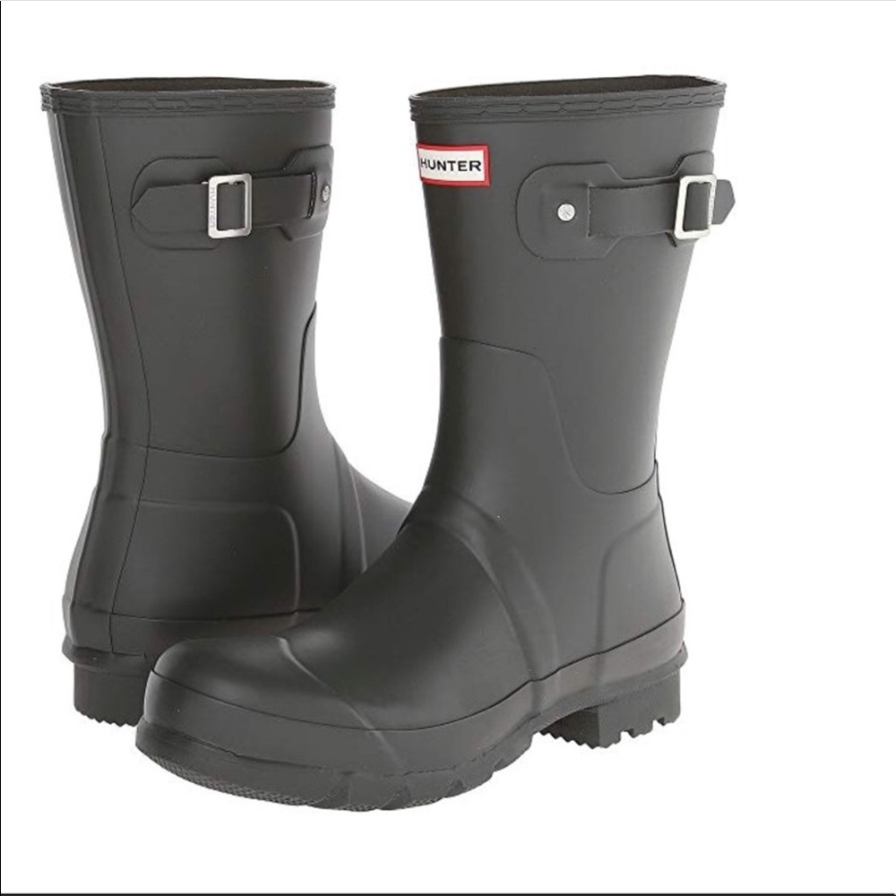 Hunter Mens Original Short Matte Black Boots Sz 11